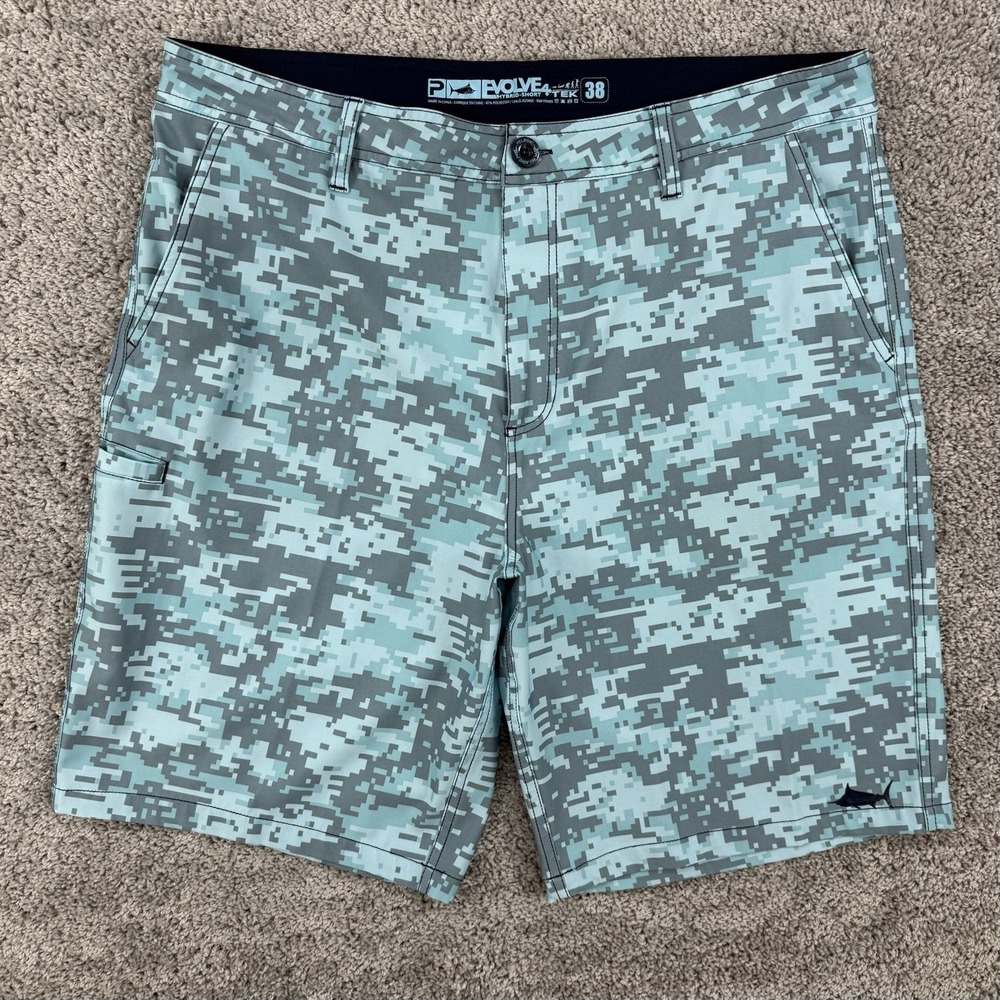 Pelagic Evolve-Tek Hybrid Digital Camo Board Shorts Men's 38 Performance Stretch